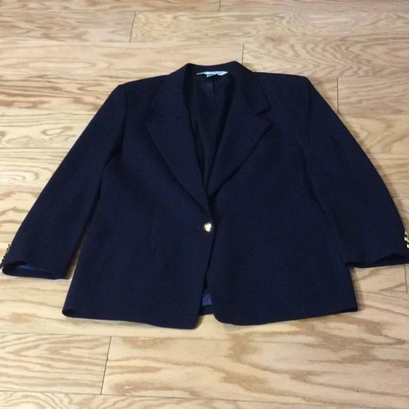 14 Austin Reed navy blue wool one button blazer - Picture 3 of 16